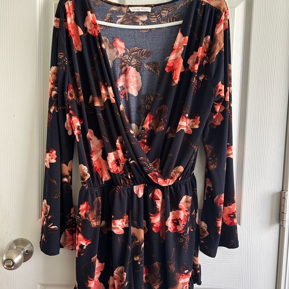 Floral Long Sleeve Wrap Dress